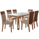 Ver imagem 1 de Conjunto Sala de Jantar Mesa 1,60m com Vidro Nadine 6 Cadeiras Montreal