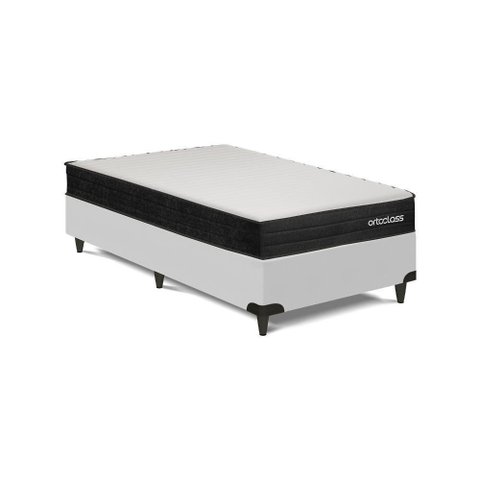 Cama Box com Colchão Solteiro Poli D45 Ortoclass Espuma D45 Branco Ortobom 108cm 198cm
