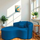 Ver imagem 1 de Recamier Curvo Orgânico 150cm 2 Lugares Lado Esquerdo para Sala de Estar Linho Londres