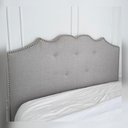 Ver imagem 1 de Cabeceira Estofada Queen Provençal Tecido Editável e Tachas Cor:linho Moderno Cinza