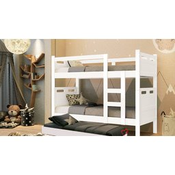 Beliche c/ Cama Auxiliar Jaspe Fênix Treliche MDF Cor:Branco - 2