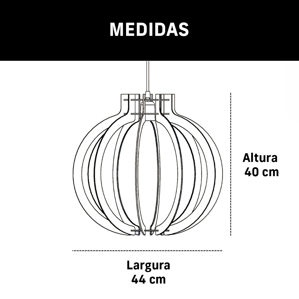 Kit 2 Luminárias Lustre Pendente Madeira Soq E27 44cm X 40cm Cor:cafe - 4