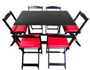 Ver imagem 1 de Conjunto de Mesa Bar 120x70 com 6 Cadeiras Dobrável Estofado Vermelho