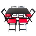 Ver imagem 1 de Conjunto de Mesa Bar 120x70 com 6 Cadeiras Dobrável Estofado Vermelho
