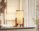 Ver imagem 3 de Abajur de Mesa de Cabeceira Rattan Pé em Madeira Decor Sala