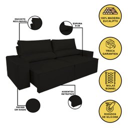 Sofá Retrátil/reclinável 1,50m Confortável Balaqui Decor - 4
