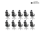 Ver imagem 3 de Kit 10 Cadeiras de Escritório Secretaria Diretor Roma Ergonômica com Apoio de Nuca