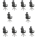 Ver imagem 1 de Kit 10 Cadeiras de Escritório Secretaria Diretor Roma Ergonômica com Apoio de Nuca