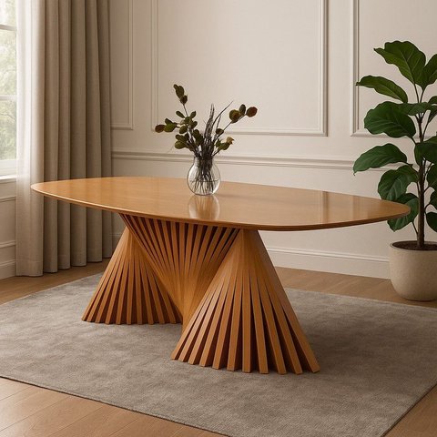 Mesa de Jantar com Base Escultural 2,20x100 Opala Harmonia