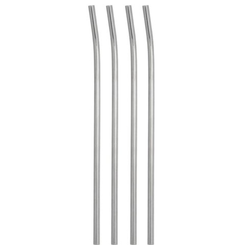 Kit 4 Canudos de Aço Inox Ecológicos 6,3mm 21cm Reutilizáveis Sustentáveis Curvados Bortonaggio