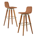 Ver imagem 3 de 2 Banquetas Altas Línea Luxo em Linho Aço Madeira Terracota