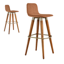 Ver imagem 4 de 2 Banquetas Altas Línea Luxo em Linho Aço Madeira Terracota