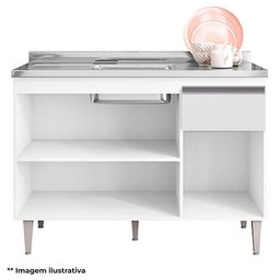 Balcão de Pia Tatiane 120cm Amêndoa Branco - Ajl - 3