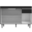 Ver imagem 2 de Balcão de Pia sem Tampo 120 Cm 3 Portas 1 Gaveta Talita Amêndoa/preto