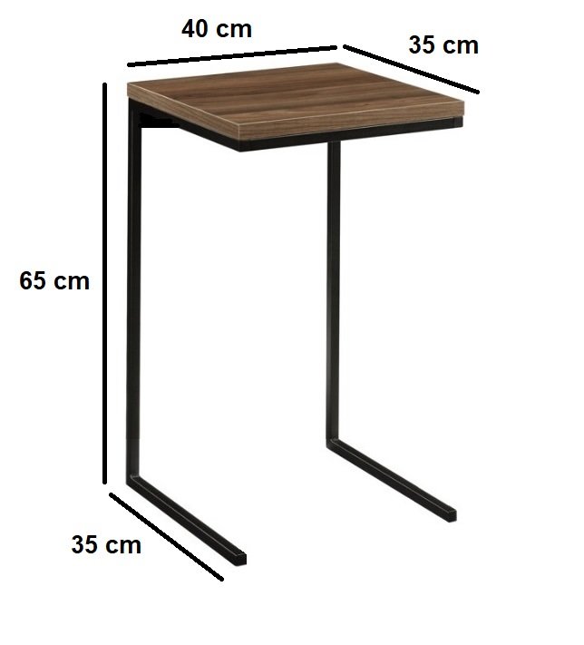 Mesa de Apoio Notebook Lateral Sofá Sala Ferro e Madeira - 7