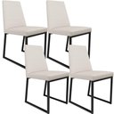 Ver imagem 1 de Kit 04 Cadeiras Para Sala De Jantar Base Aço Industrial Preto Dafne L02 Linho Cru - Lyam Decor