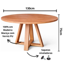 Ver imagem 3 de Mesa Donna Redonda 100% Madeira Maciça 130cm