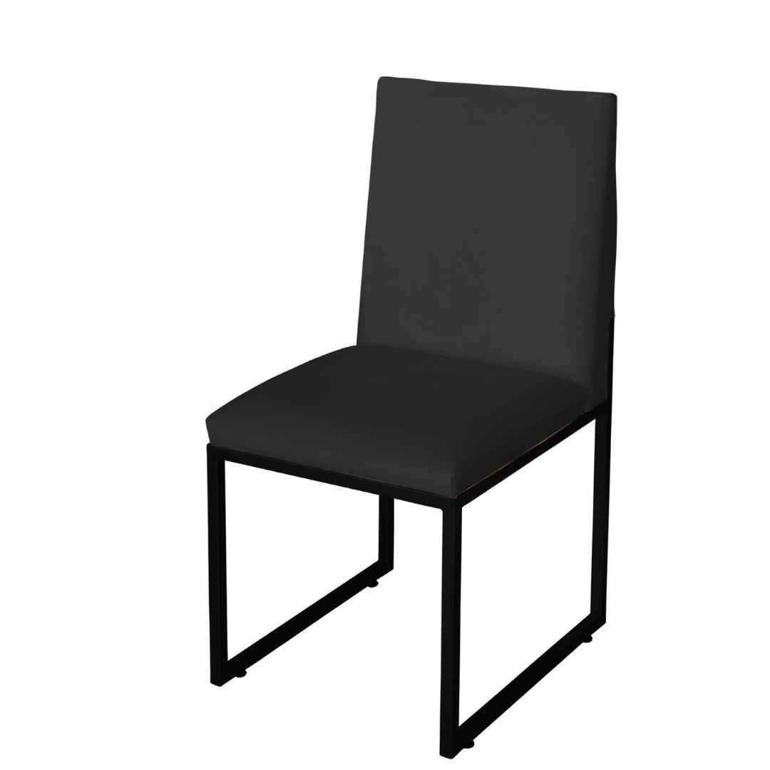 Kit 2 Cadeira Para Sala de Jantar Trendy Base Metálica Preto Suede Preto - Móveis Mafer - 2