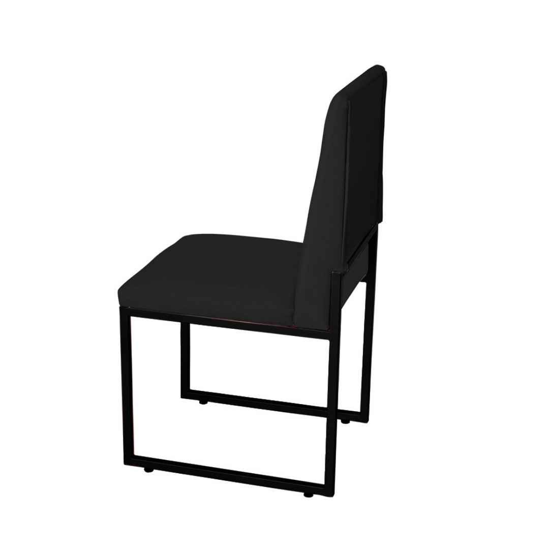 Kit 2 Cadeira Para Sala de Jantar Trendy Base Metálica Preto Suede Preto - Móveis Mafer - 3