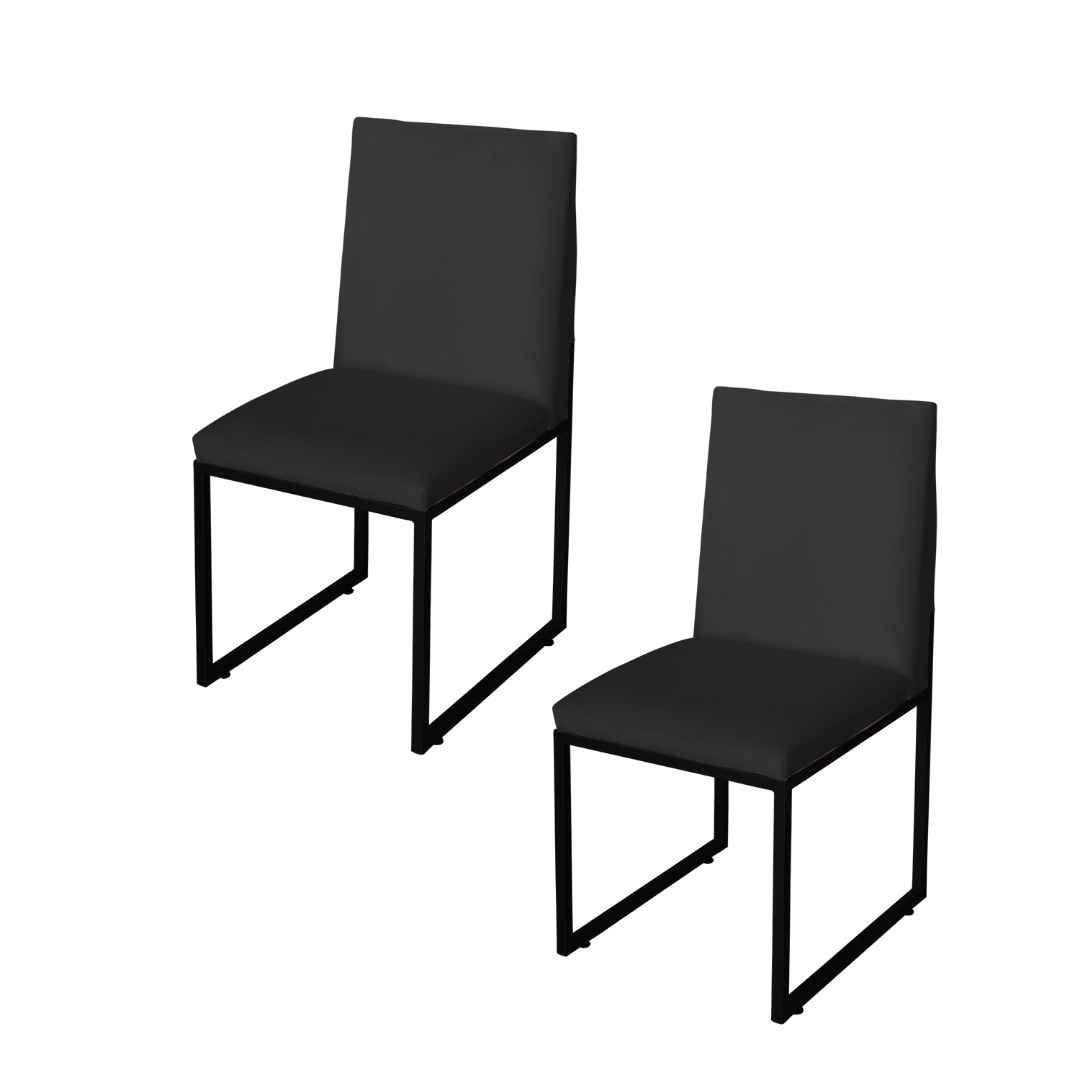 Kit 2 Cadeira Para Sala de Jantar Trendy Base Metálica Preto Suede Preto - Móveis Mafer - 1
