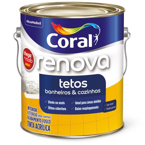 Tinta Acrilico Fosco Renova Tetos Branco 3.6l - Coral