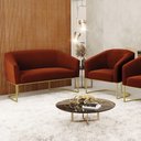Ver imagem 7 de Sofá Namoradeira e Poltrona Base Industrial Dourado Stella Bouclê D03 - D'Rossi Cor Terra