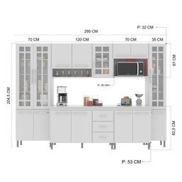 Cozinha Completa Fidelitá Viena 6 Peças 295cm 15 Portas 3 Gavetas com Tampo - 4