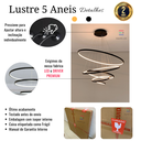 Ver imagem 4 de Lustre Pendente Moderno Dourado 5 Aneis Arcos 100cm Pé Direito Duplo Preto Bivolt Equipe Led
