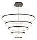 Ver imagem 1 de Lustre Pendente Moderno Dourado 5 Aneis Arcos 100cm Pé Direito Duplo Preto Bivolt Equipe Led