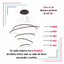 Ver imagem 5 de Lustre Pendente Moderno Dourado 5 Aneis Arcos 100cm Pé Direito Duplo Preto Bivolt Equipe Led