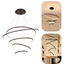 Ver imagem 3 de Lustre Pendente Moderno Dourado 5 Aneis Arcos 100cm Pé Direito Duplo Preto Bivolt Equipe Led