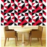 Papel de Parede Triângulos Geométrico Vermelho Branco Preto - 3