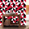 Papel de Parede Triângulos Geométrico Vermelho Branco Preto - 2