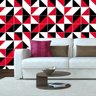 Papel de Parede Triângulos Geométrico Vermelho Branco Preto - 4