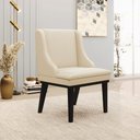 Ver imagem 2 de Kit 3 Cadeiras Decorativas Sala de Jantar Base Fixa de Madeira Firenze PU Bege/Preto G19 - Gran Belo