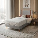 Ver imagem 2 de Base Box com Cabeceira Cama Solteiro Cor Cinza Quarto 188x88x24 Cal Móveis
