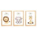 Ver imagem 1 de Kit 3 Quadros Decorativos - Safari Aquarela :preta