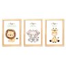 Kit 3 Quadros Decorativos - Safari Aquarela :Preta - 1
