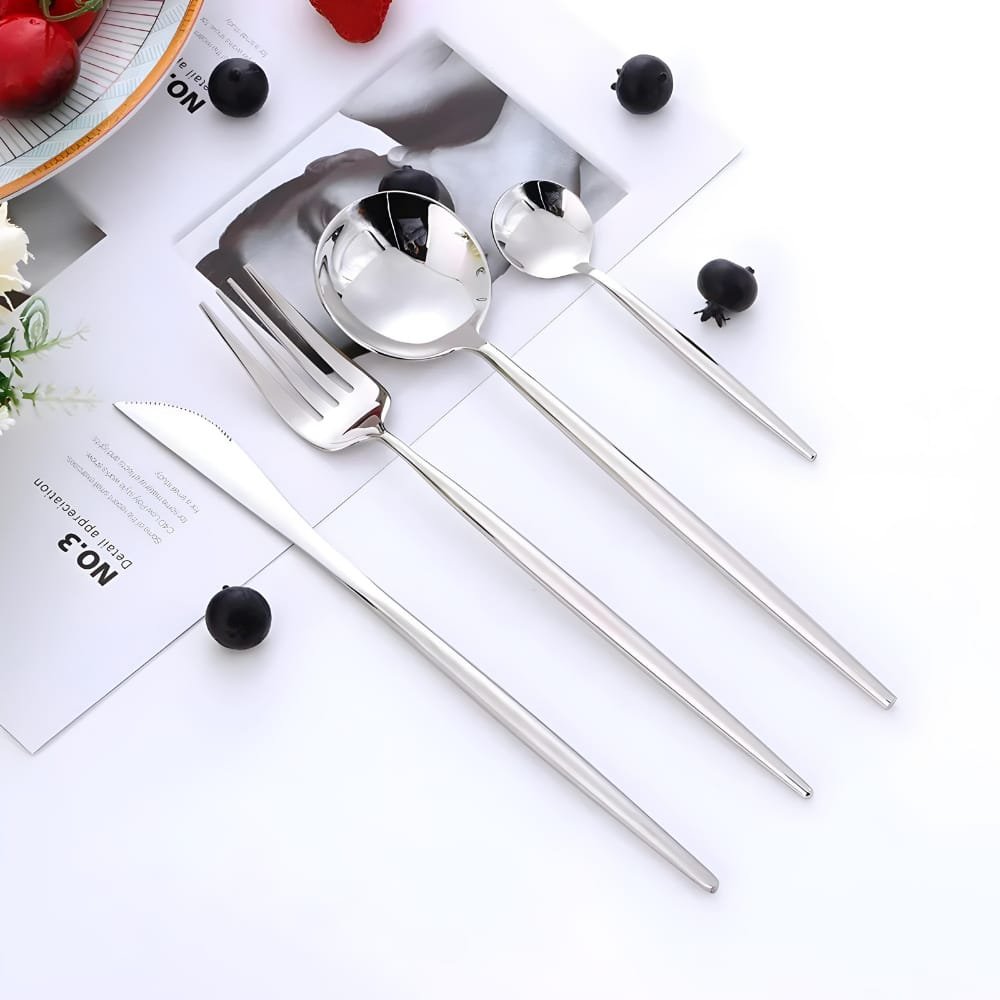 Faqueiro 24 Peças Jogo de Talheres Utensílios para Cozinha em Aço Inox - 2