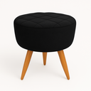 Ver imagem 1 de Puff Banqueta Redondo Preto Pé Palito com Detalhe em Costura