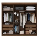 Ver imagem 4 de Guarda-Roupa Casal 3 Portas de Correr 4 Gavetas Manaus Marrom/New Canion/Off White