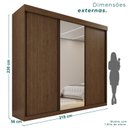 Ver imagem 3 de Guarda-Roupa Casal 3 Portas de Correr 4 Gavetas Manaus Marrom/New Canion/Off White