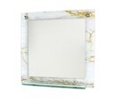 Ver imagem 1 de ESPELHO PARA BANHEIRO COM PRATELEIRA 40CM X 40CM MÁRMORE BRANCO DOURADO