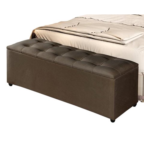 Recamier Baú Milão 1,50m Decorativo Premium para Cama Casal Estilo Closet Estofado Cor Marrom