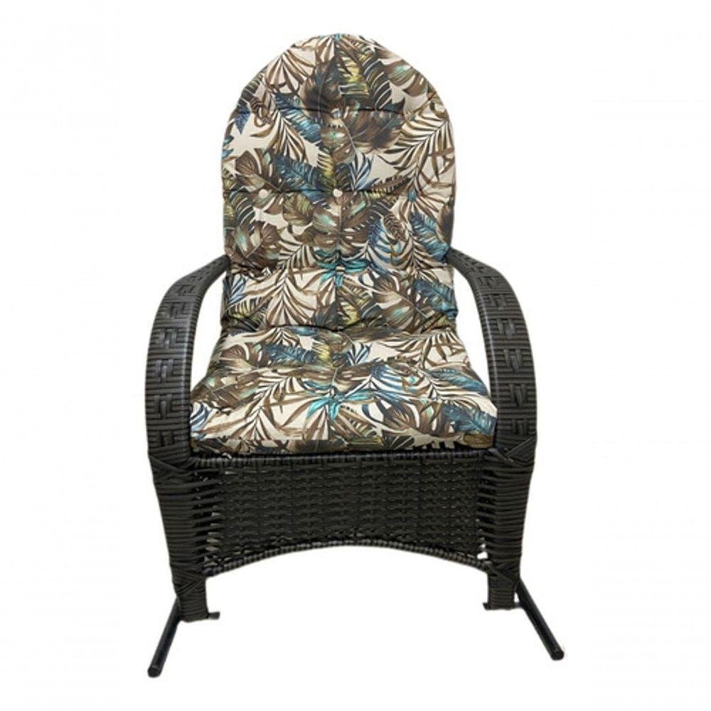 Cadeira Balanço Poltrona Descanso com Almofada Ergonômica Floral Azul - 5