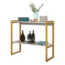 Ver imagem 2 de Aparador Industrial Ísis Com Duas Prateleiras Pés Em Aço - Dourado/Off White