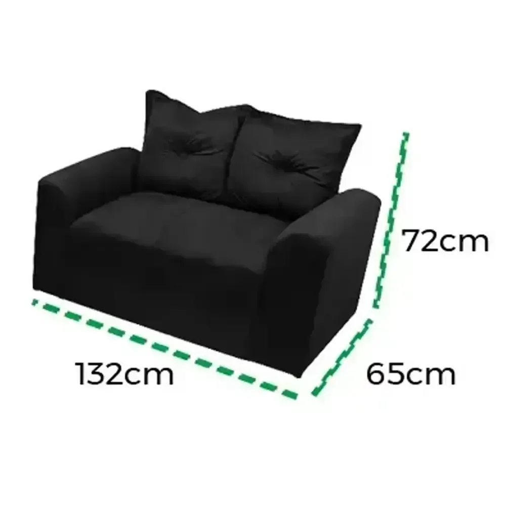 Ver imagem 2 de Sofá Porto 2 Lugares Tecido Suede Felipe Estofados Cor Preto