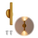 Ver imagem 1 de Arandela Tubo Dourado 30cm 2 Fachos + 2 Led Mr11 Br. Quente St2773