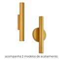 Ver imagem 4 de Arandela Tubo Dourado 30cm 2 Fachos + 2 Led Mr11 Br. Quente St2773