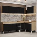 Ver imagem 2 de Armário de Cozinha Modulado de Canto 6 Peças Cp31 Balcão sem Tampo Castanho/preto - Lumil Lumil Móve